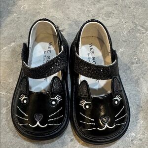 Wee Squeak Girls' Black Cat Mary Jane Dress Shoes